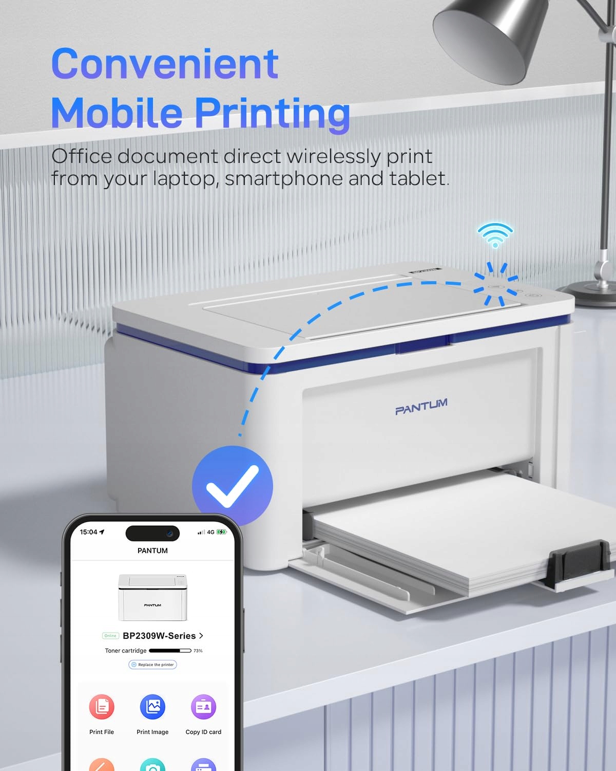 PANTUM BP2309W Drukarka Laserowa Czarnobiała WiFi Airprint Mopria Dom Biuro — miniatura 3