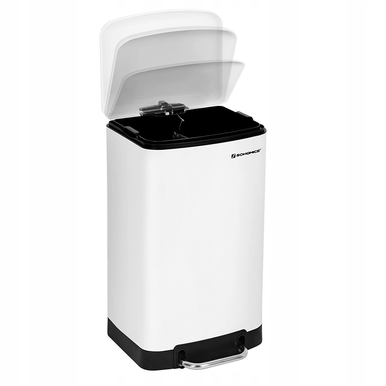 Kovový odpadkový kôš do kancelárie, biely, 30 l, priestranný