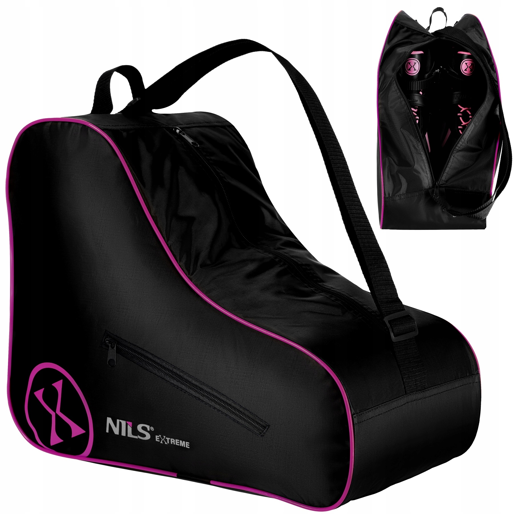 Torba Na Rolki Łyżworolki NILS EXTREME Różowa Pokrowiec Kieszeń Ramię 48cm