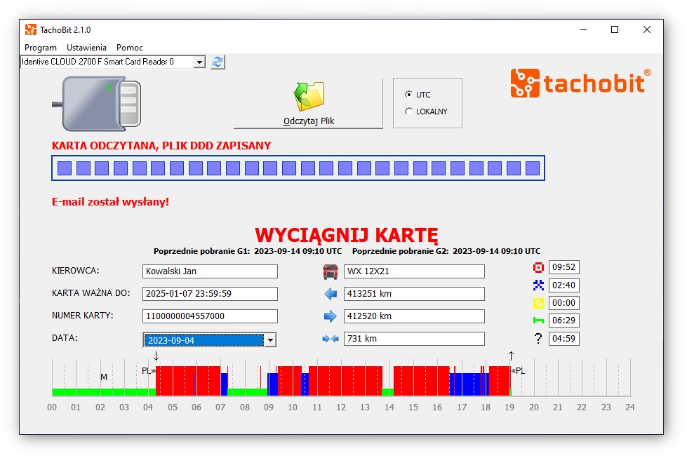 Czytnik kart kierowców G2v2 i program TachoBit EAN (GTIN) 5903240007004