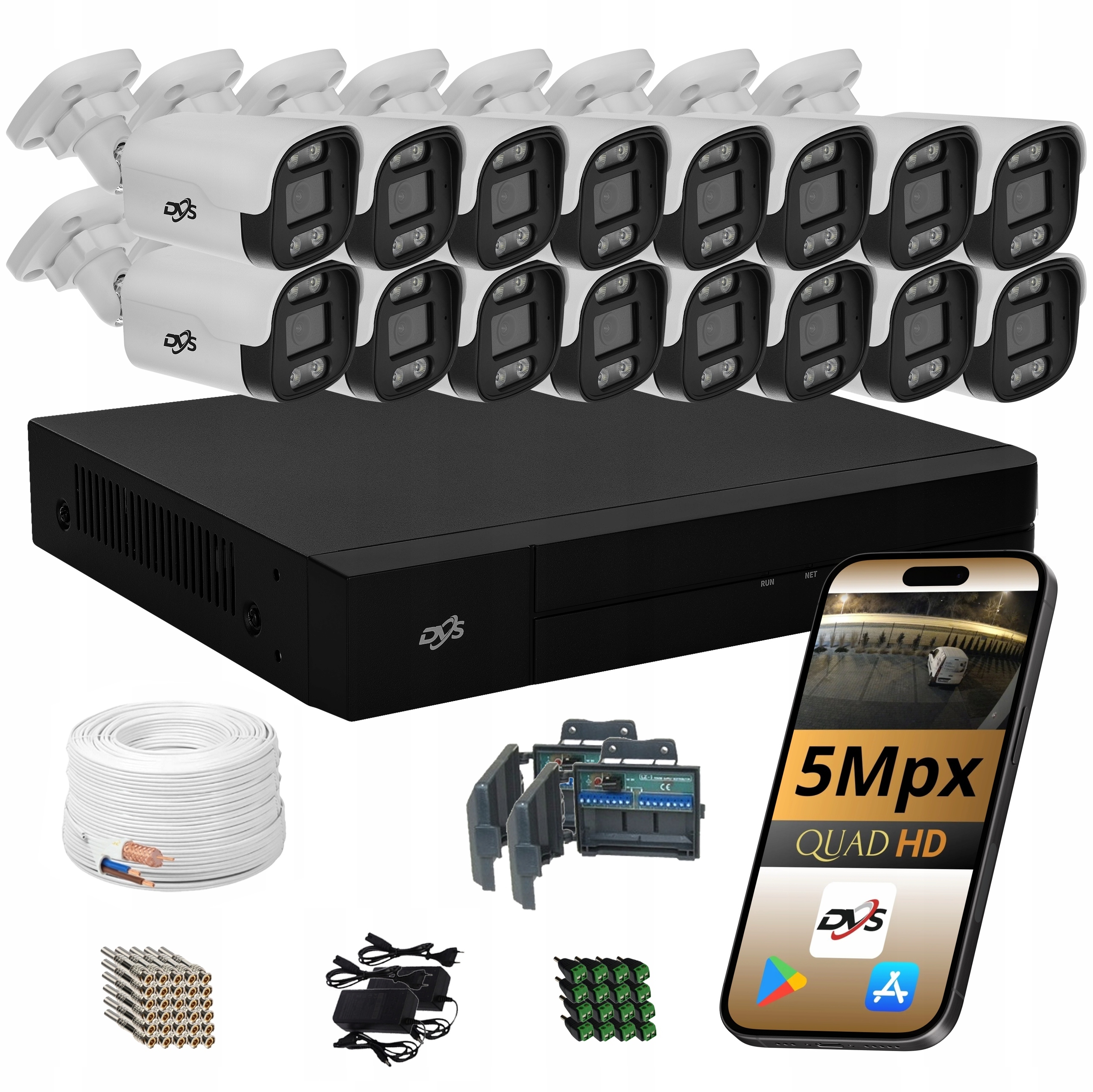 Sada 16 Venkovních Kamer Analogové Tubové Kamery Monitoring 5 Mpx Dvs