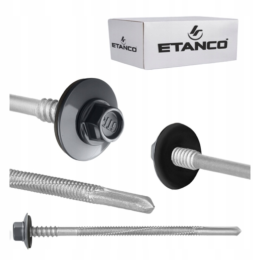 Wkręt do płyty warstwowej GTR12 do Stali 12mm Etanco 100szt. 175mm RAL701