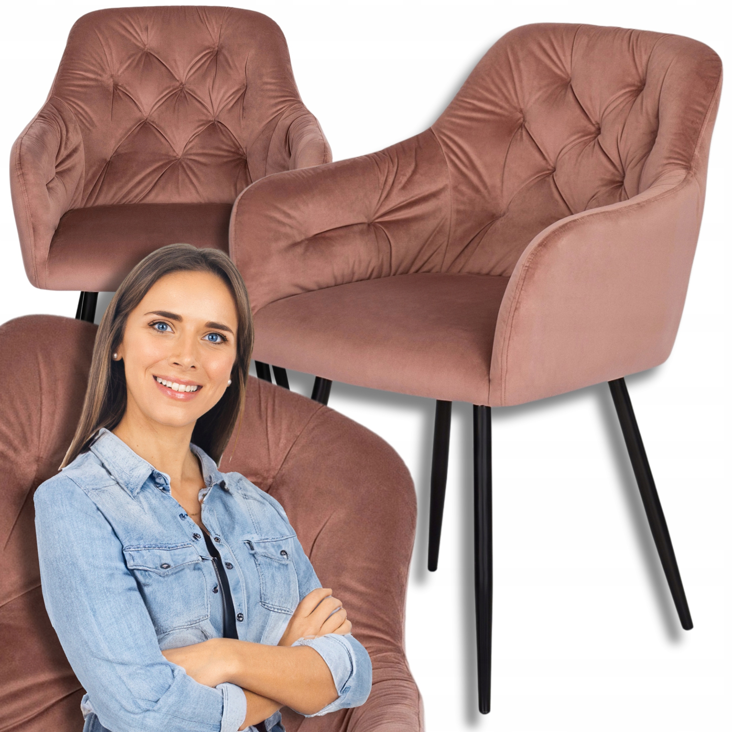 Čalouněné křeslo Velurové do jídelny Loftové růžové Viki