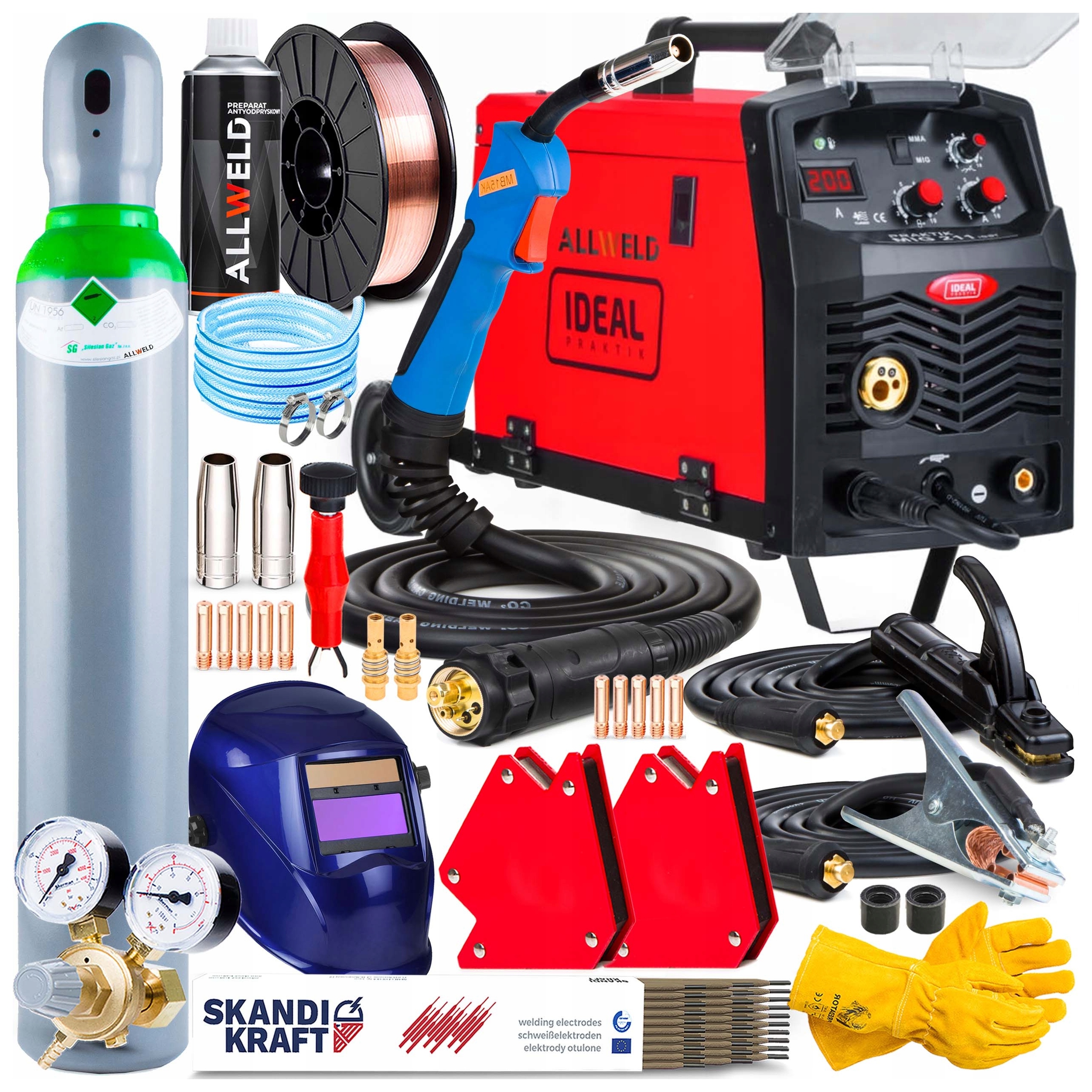 Poloautomatický Svařovací Stroj Ideal Praktik Mig 211 Igbt Mma Flux 230V 200A 3V1