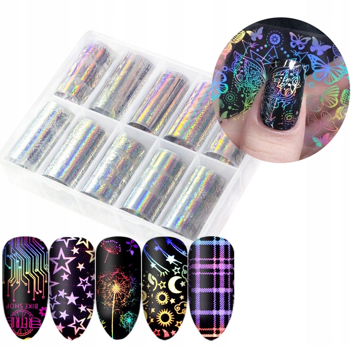 

10 x Folia Transferowa Zestaw Holograficzna Holo 1