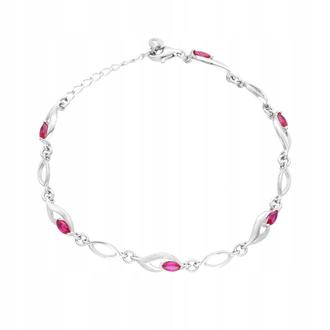Náramek s rubínovými zirkony stříbro