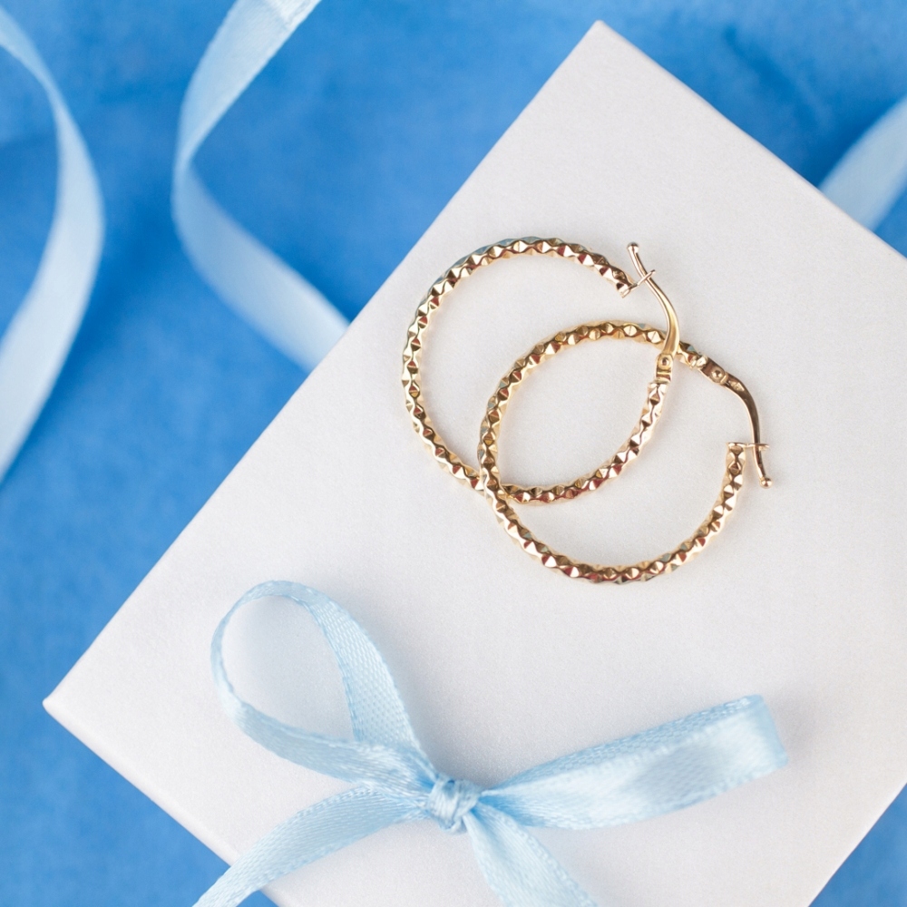 KARBOWANE ZŁOTE KOLCZYKI KOŁA KÓŁKA OKRĄGŁE 585 Materiał Złoto