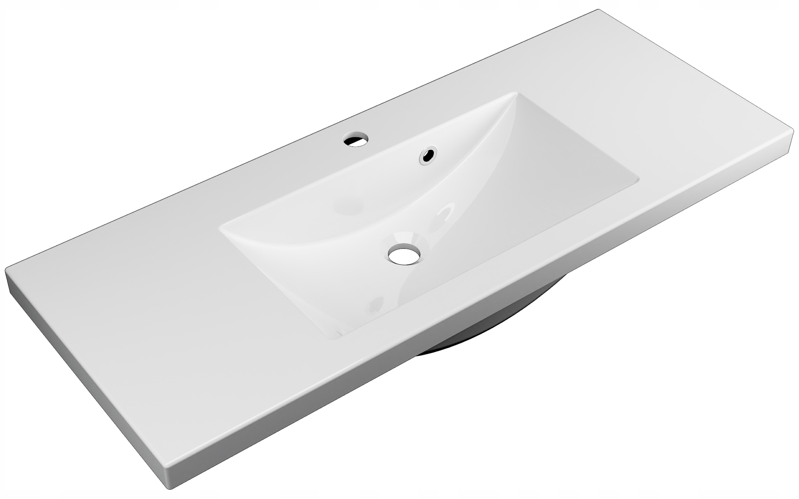 Szafka Z Umywalką RON 100 cm D - Szary Wysoki Połysk - Uchwyty Białe Mat Głębokość mebla 39 cm