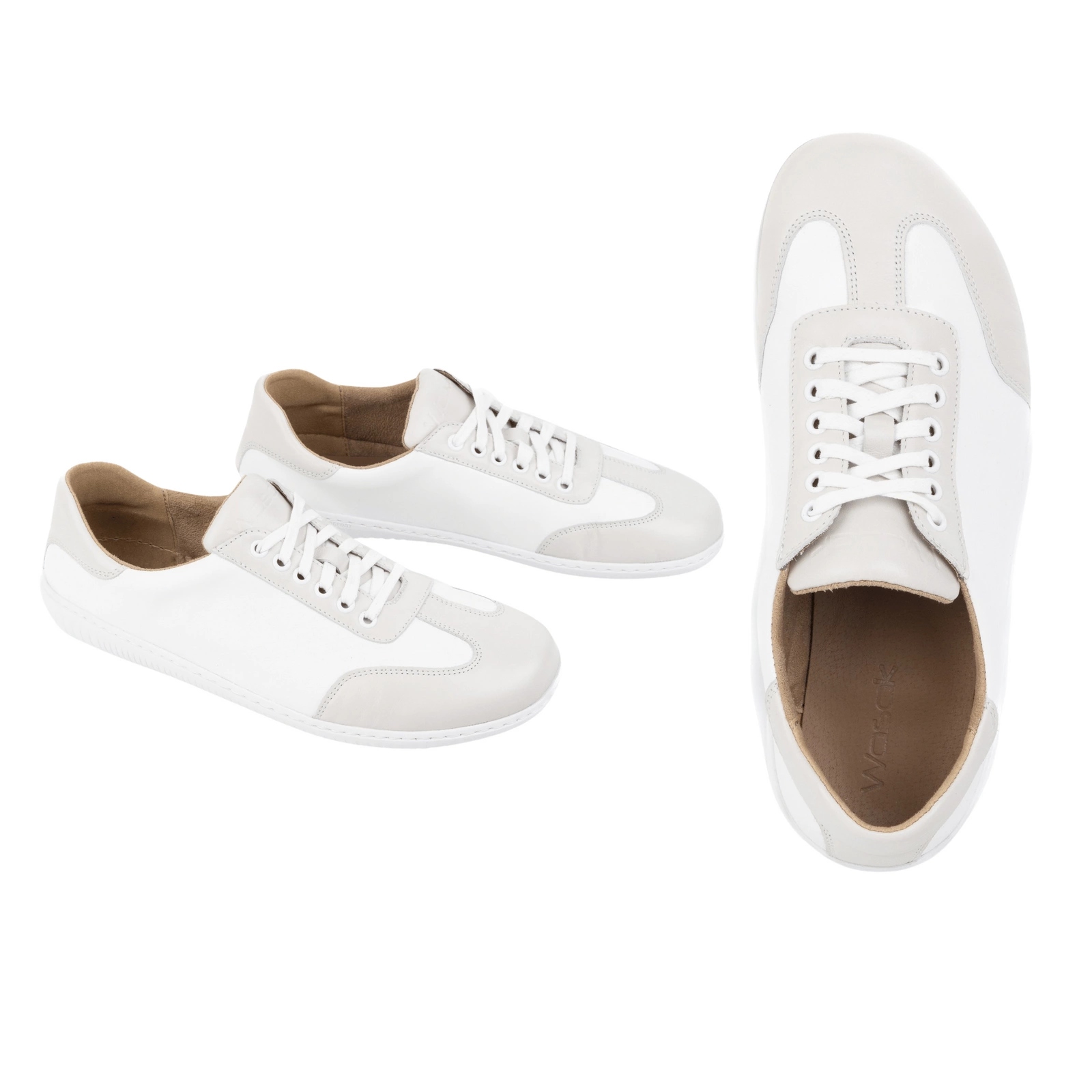 Pánské boty Barefoot široké kožené Polské 0742W bílé 44