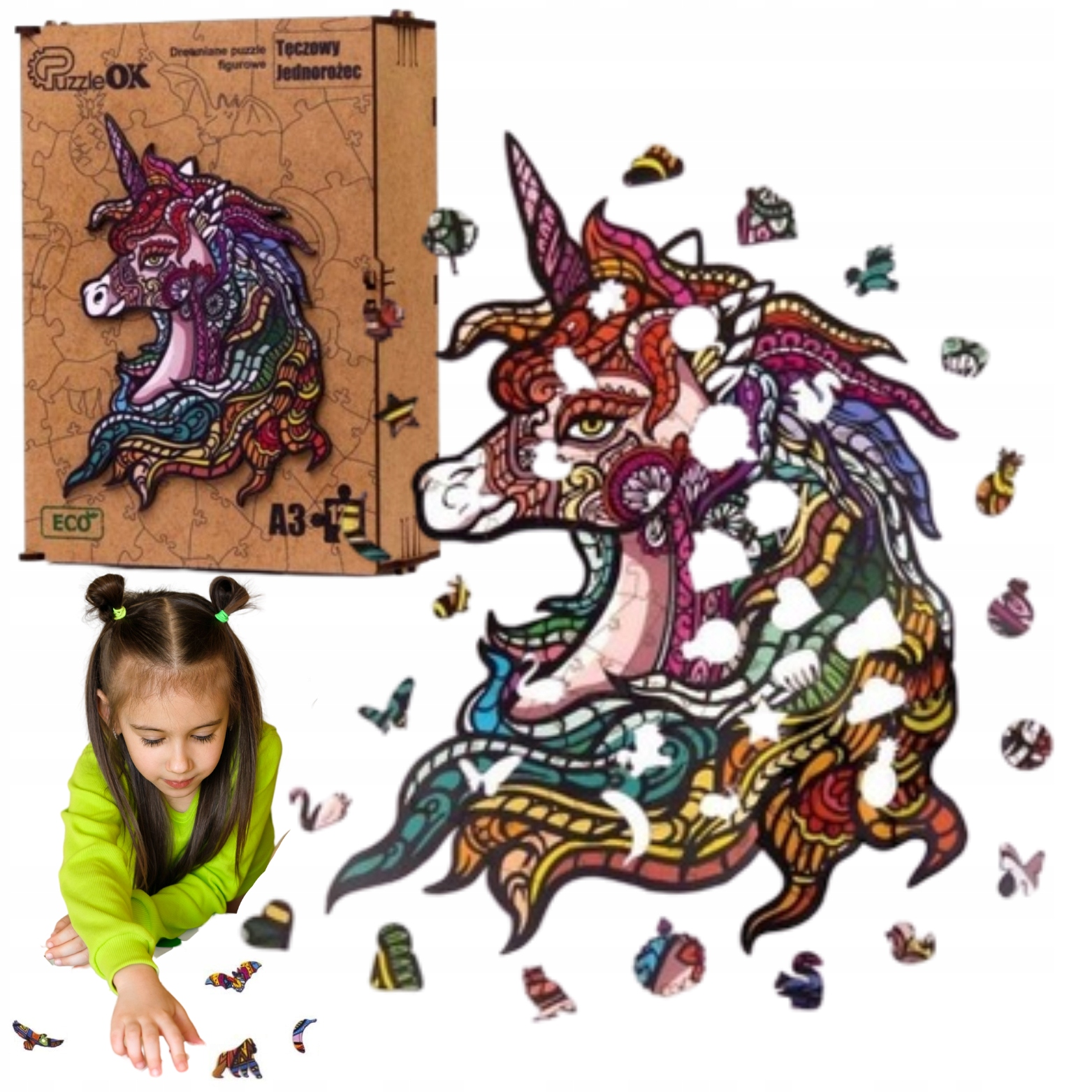 

Puzzle Drewniane Układanka Jednorożec Kucyk Tęczow