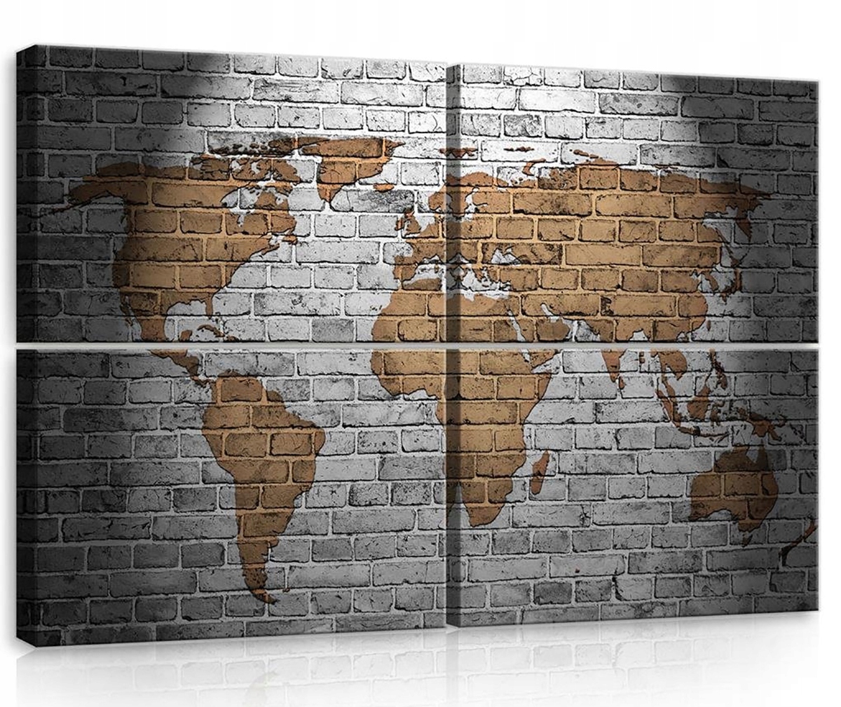 Obraz Na Plátne Canvas 120x80 Mapa Svet Geografia Stena Tehla Imitácia