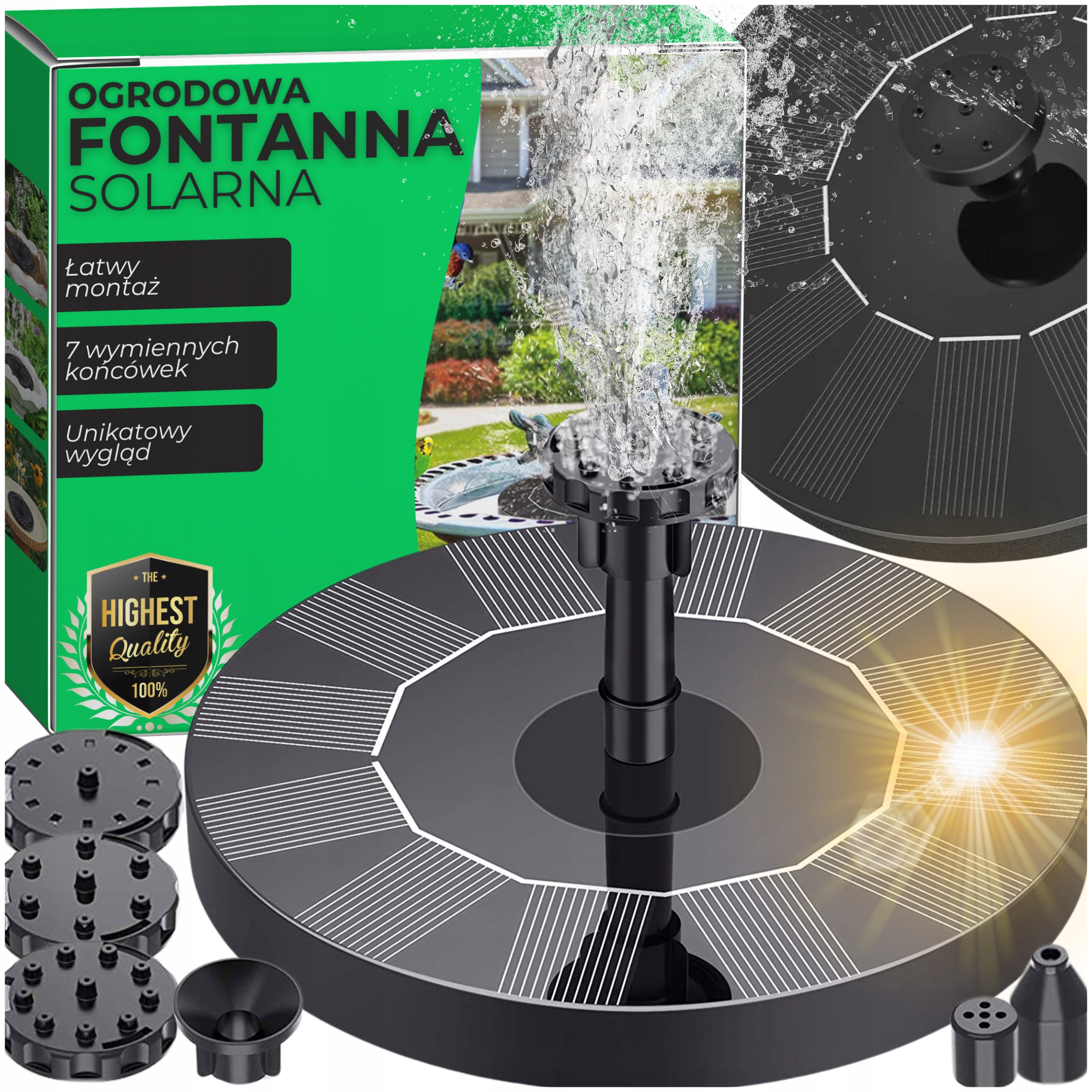 FONTANNA SOLARNA OGRODOWA PŁYWAJĄCA DO OCZKA WODNEGO STAWU WODY DO OGRODU