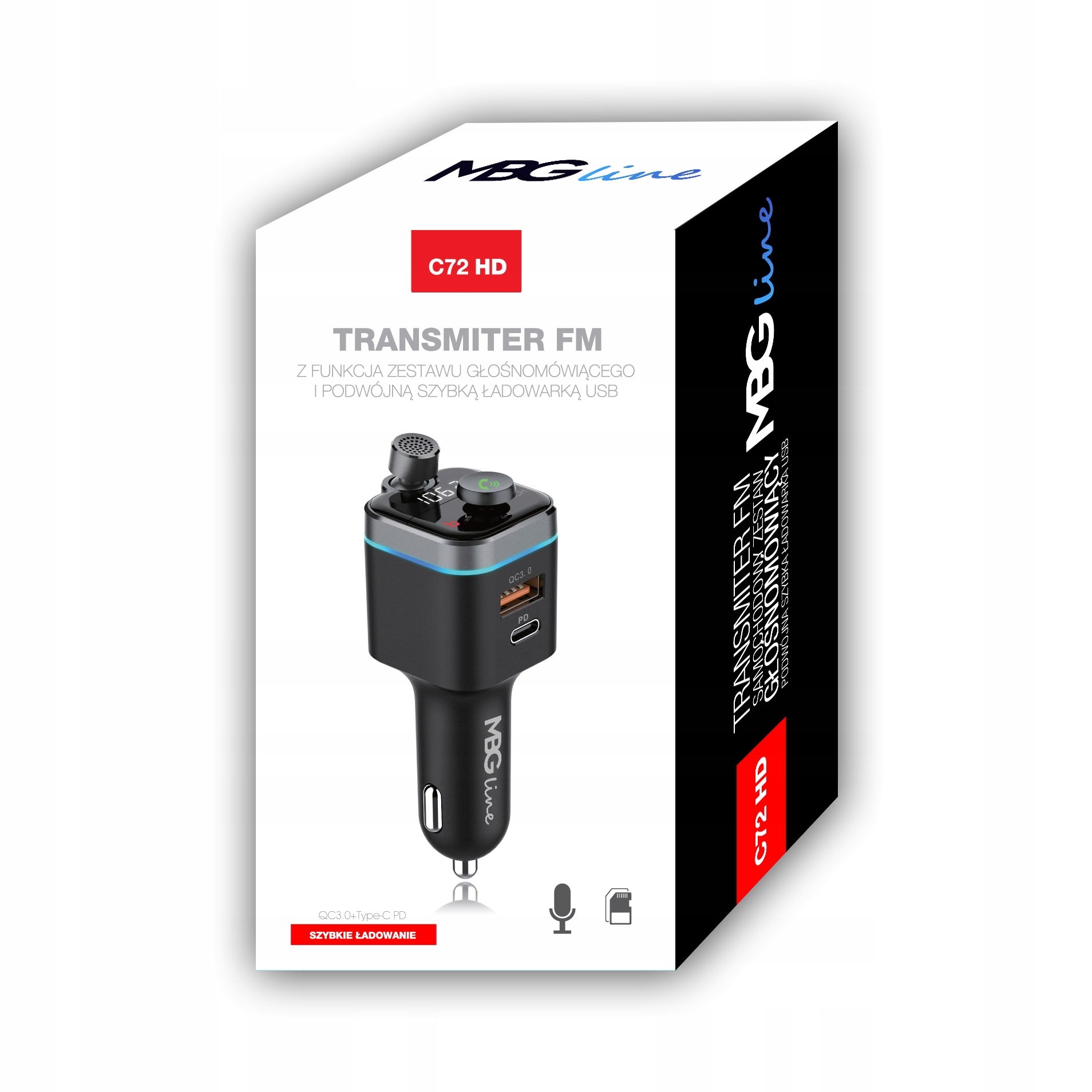 Transmiter FM Bluetooth 5.0 ładowarka QC 4.0 PD20W Obsługa USB tak
