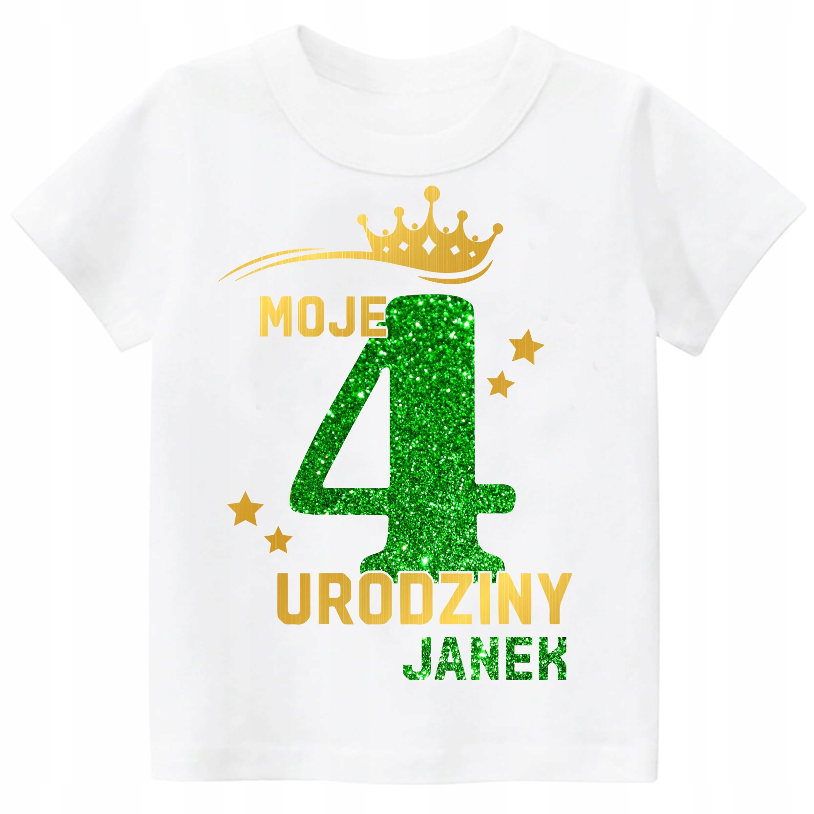 

Koszulka Urodziny Moje 4 Urodziny Brokat Imię 104