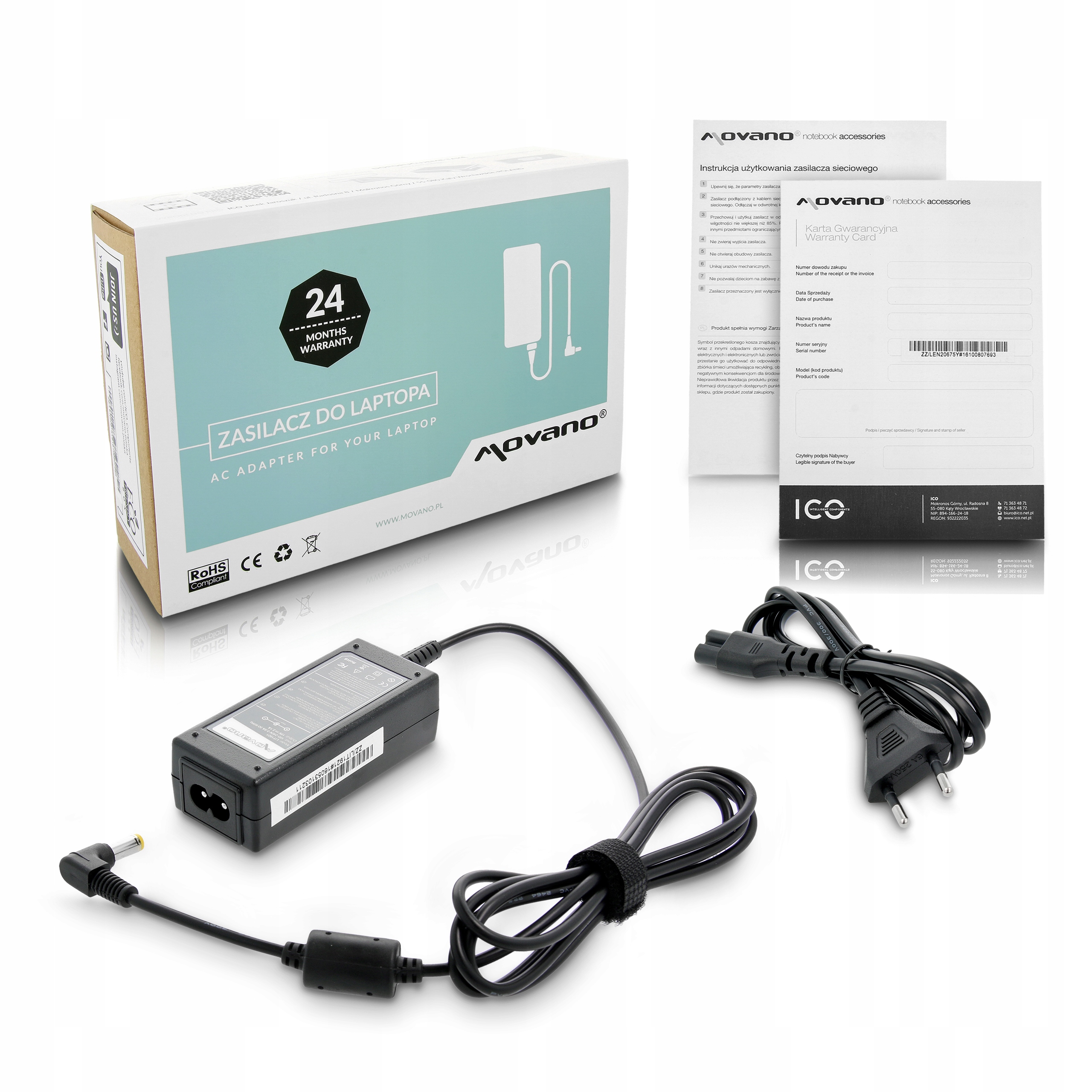 Zasilacz Movano 19V 2.1A 5.5x2.5 40W do Liteon