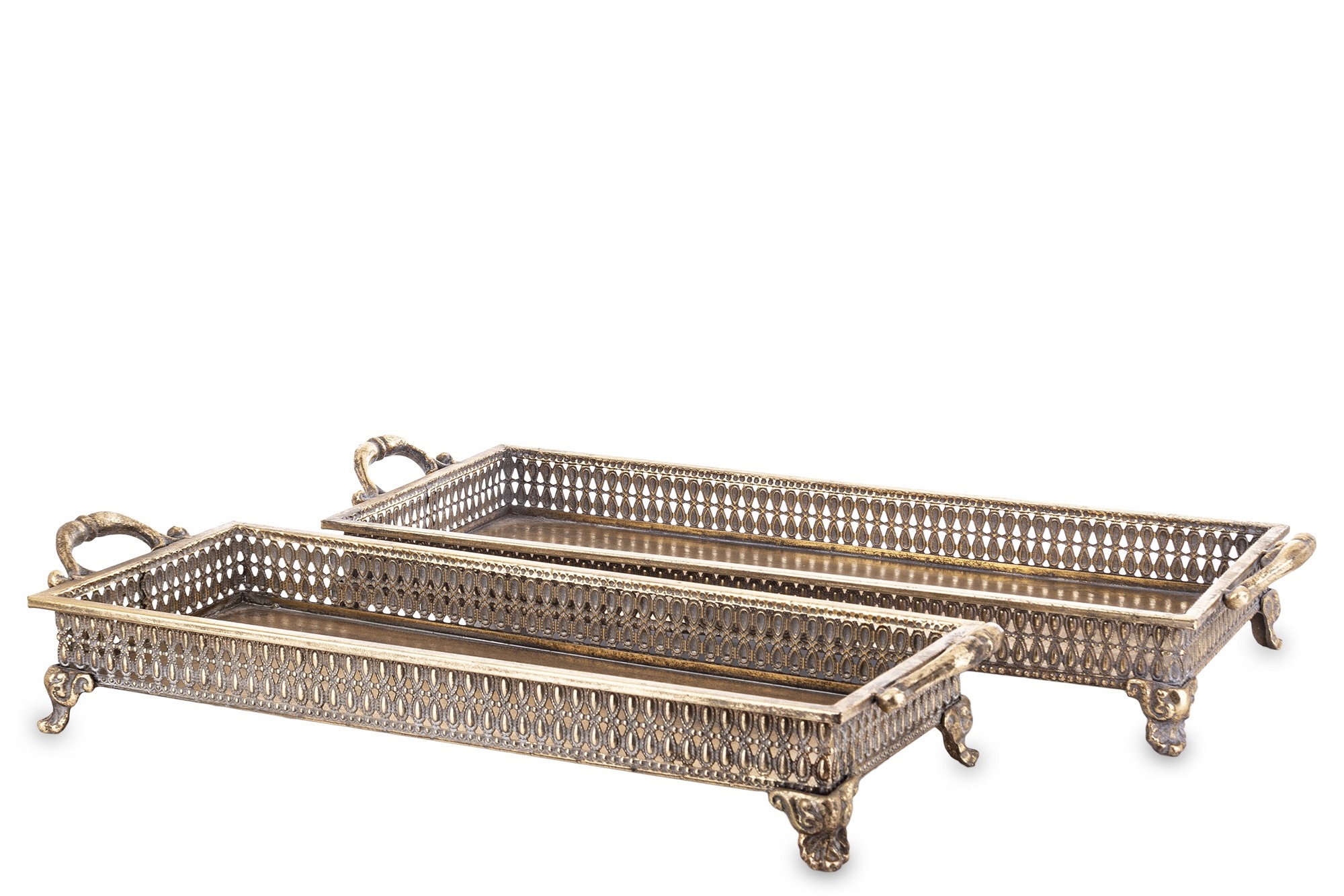 Sada Zásobník 2 ks Podnos Dekoratívna Retro Zlatá Sada