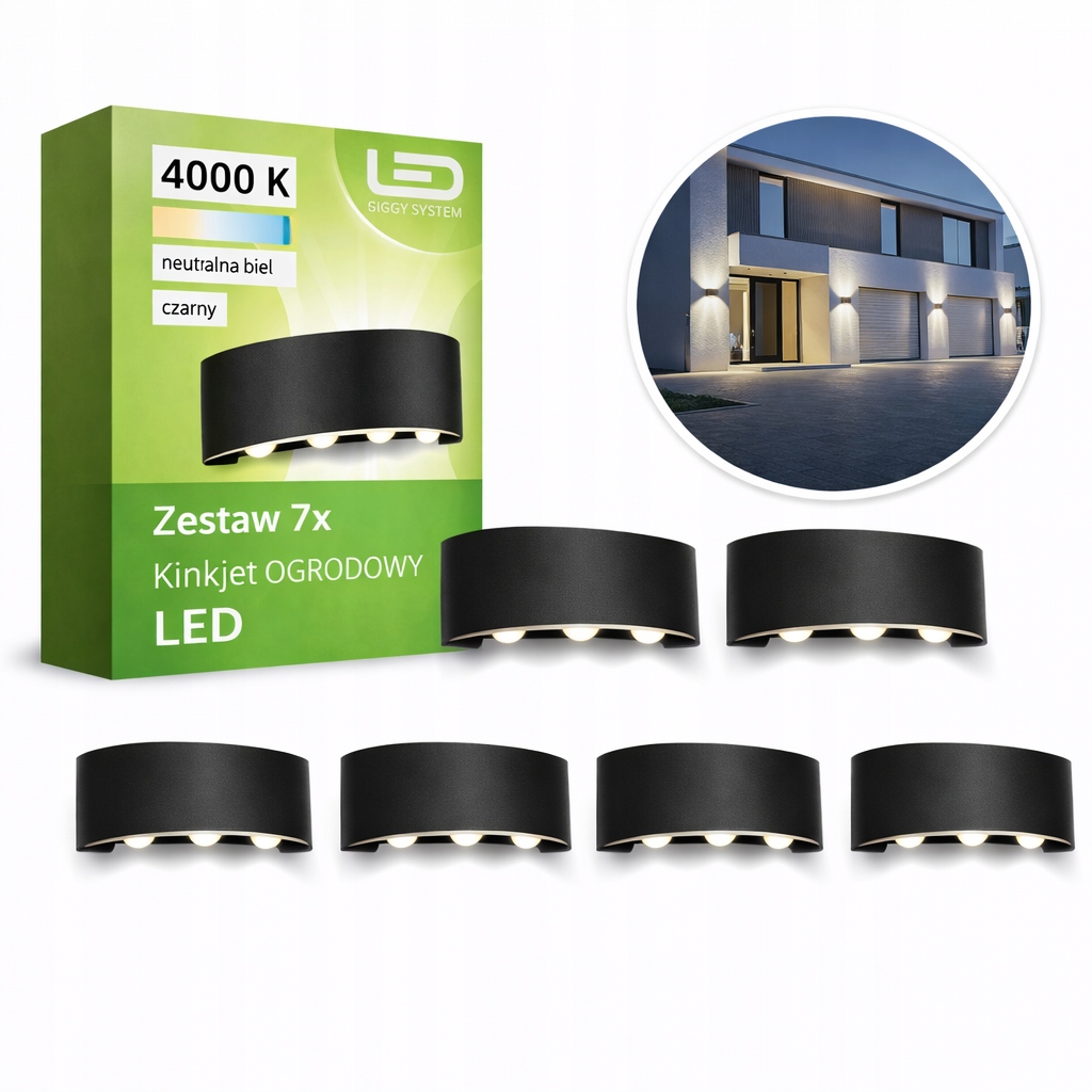 6x Nástěnná Led fasádní lampa Zahradní nástěnné svítidlo Hora Dolů Hliník IP54