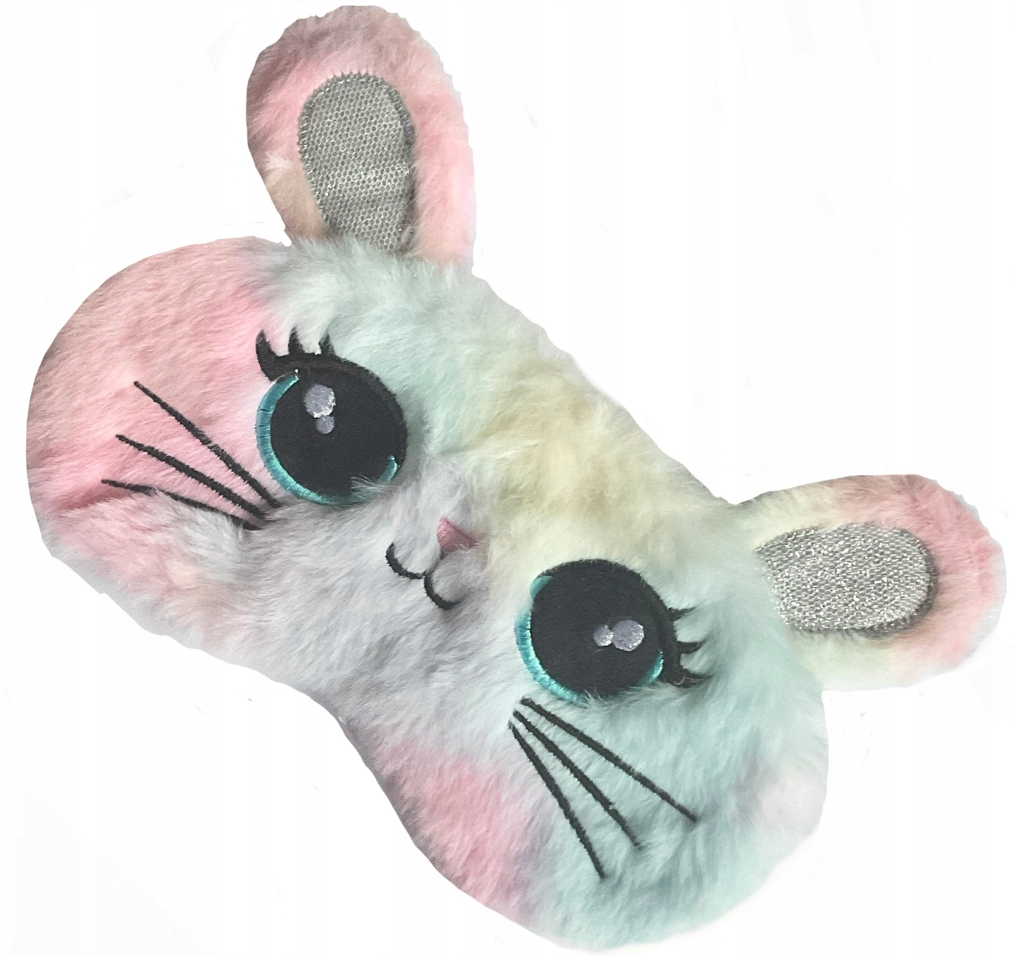 OPASKA NA OCZY MASKA DO SPANIA SNU RELAKSU KRÓLIK ZAJĄC TĘCZOWY PLUSZOWY