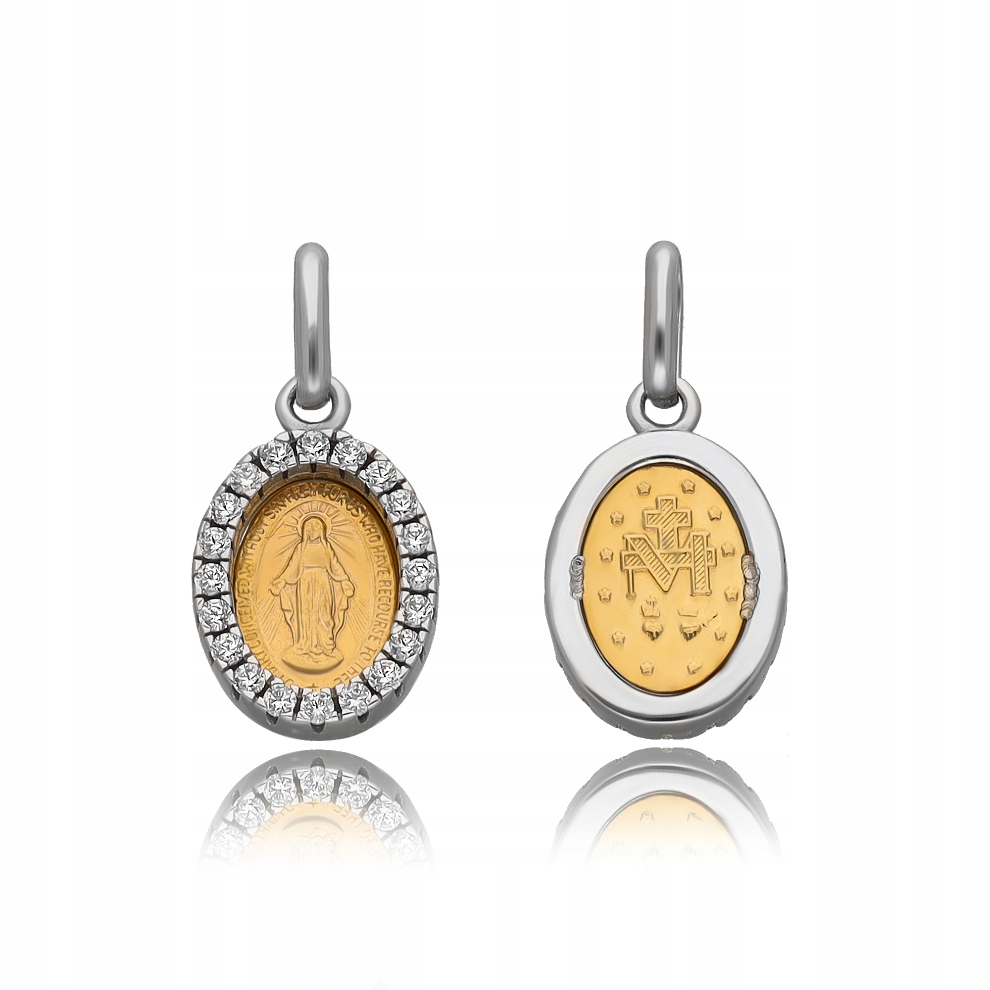 Zlatý Medailonek Matka Boží Se Zirkony Svaté Přijímání