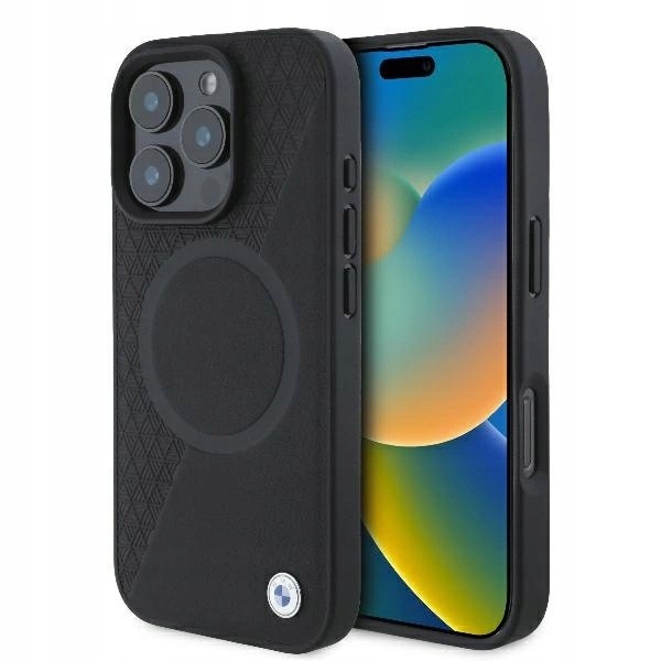 Etui Bmw Signature Leather Half Textured & Circle MagSafe na iPhone 16 Pro