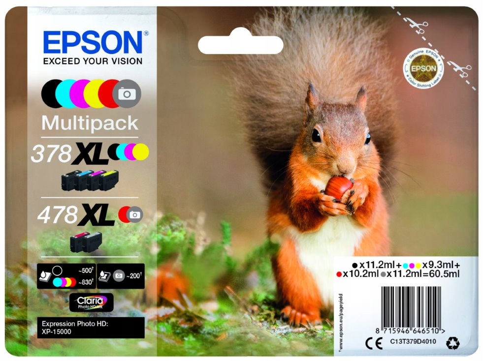 Epson inkoustová náplň/ Multipack 478XL Claria Photo Hd Ink/ 6x barvy