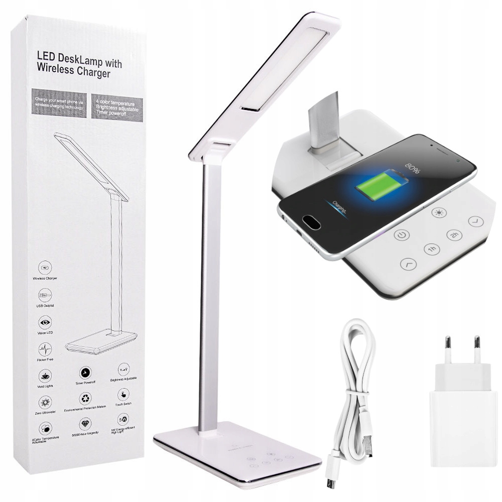 ЛАМПА НАСТОЛЬНАЯ LED БЕСПРОВОДНОЕ ЗАРЯДНОЕ УСТРОЙСТВО QI