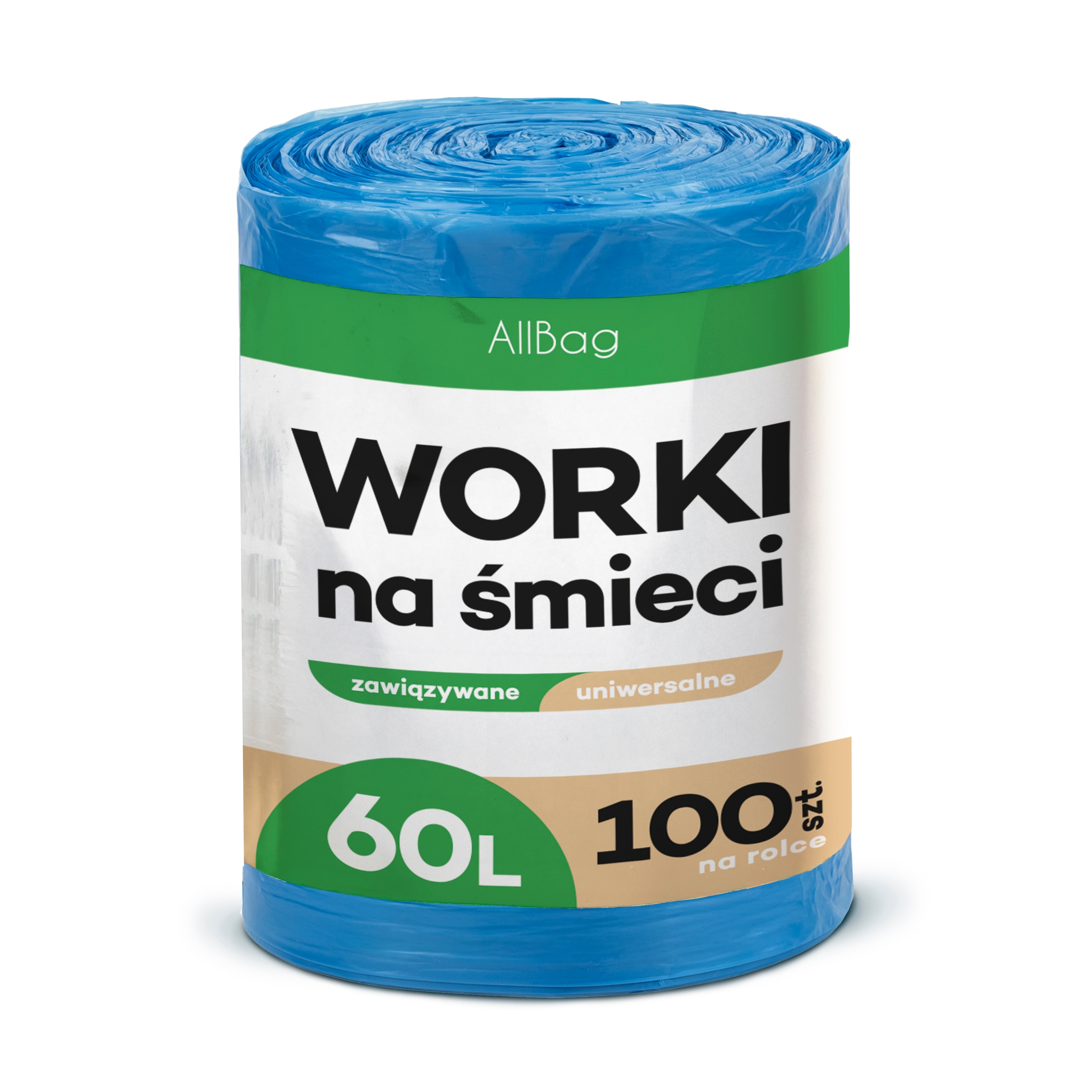 2x Univerzální pytle na odpadky 60L 100 Kusů Modré Velmi pevné Vázání