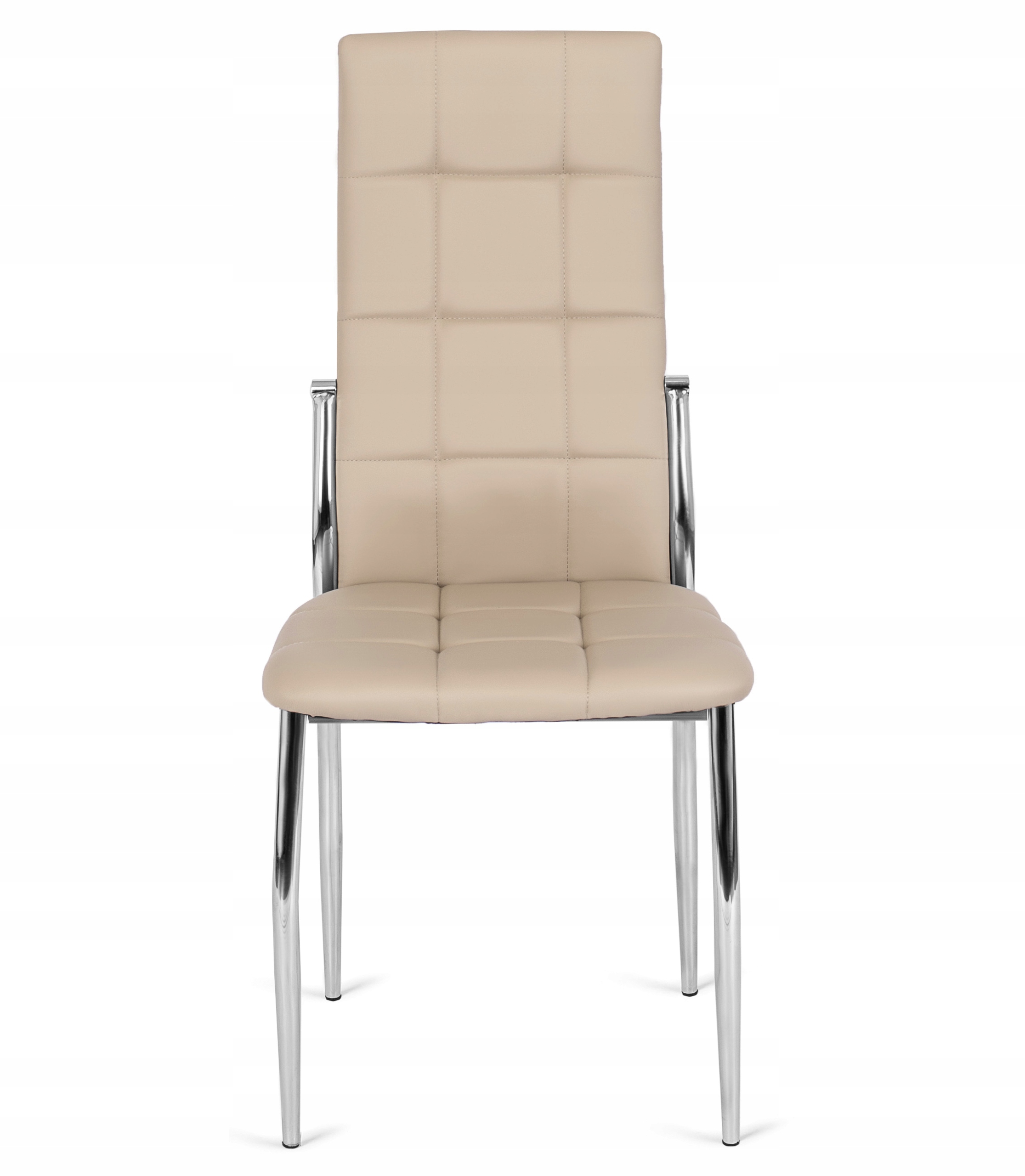 Krzesło Tapicerowane Kuchenne Jadalni Kuchni Salonu Beżowe Ekoskóra MOLLY Wysokość siedziska 47 cm