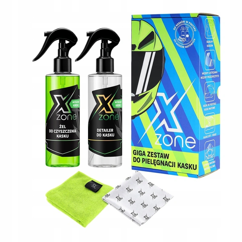 Zestaw do czyszczenia kasku Xzone Giga 500ml żel/mgiełka/mikrofibra