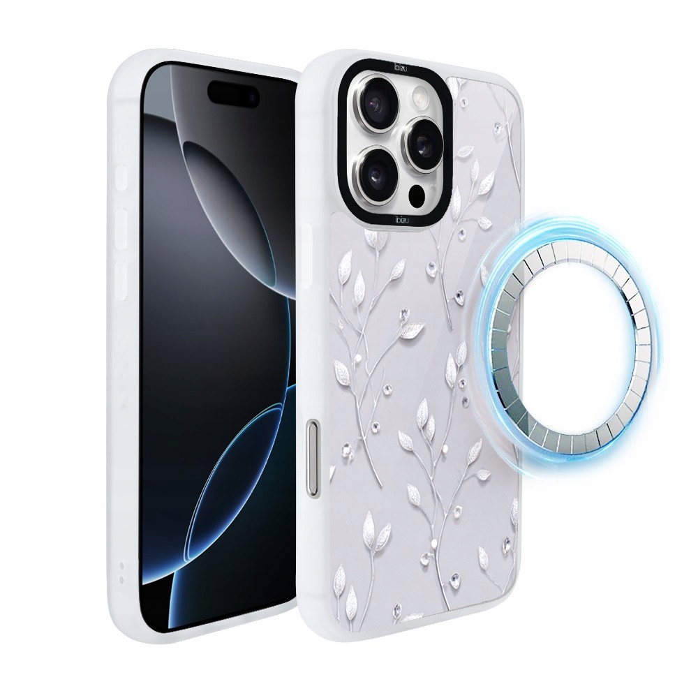 Pouzdro pro iPhone 16 Pro Max Ibizu DropGuard Matt s MagSafe, Ledové květy