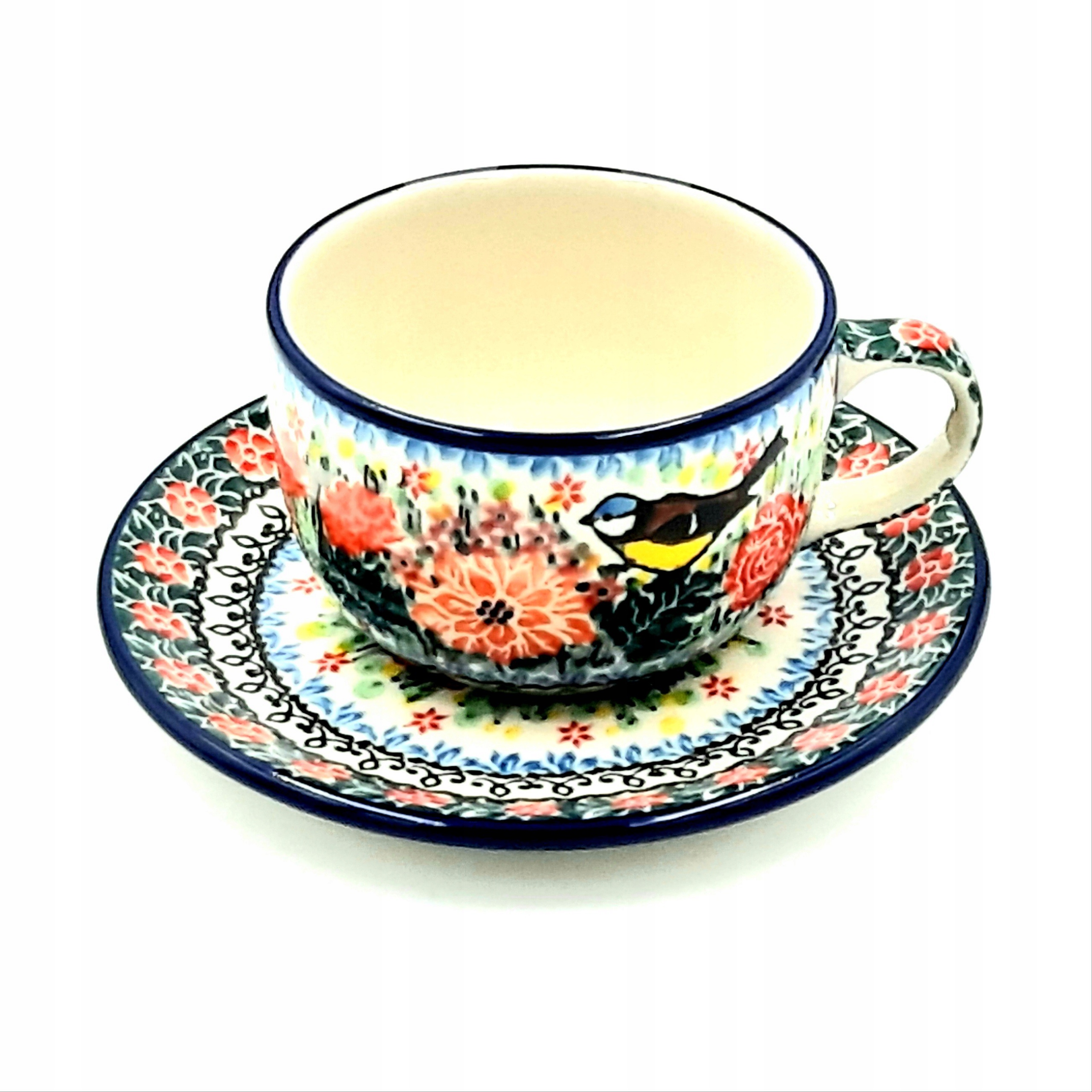Filiżanka do kawy V:0,2 L unikat, ceramika Bolesławiec,ptaszek Marka Ceramika Artystyczna Bolesławiec