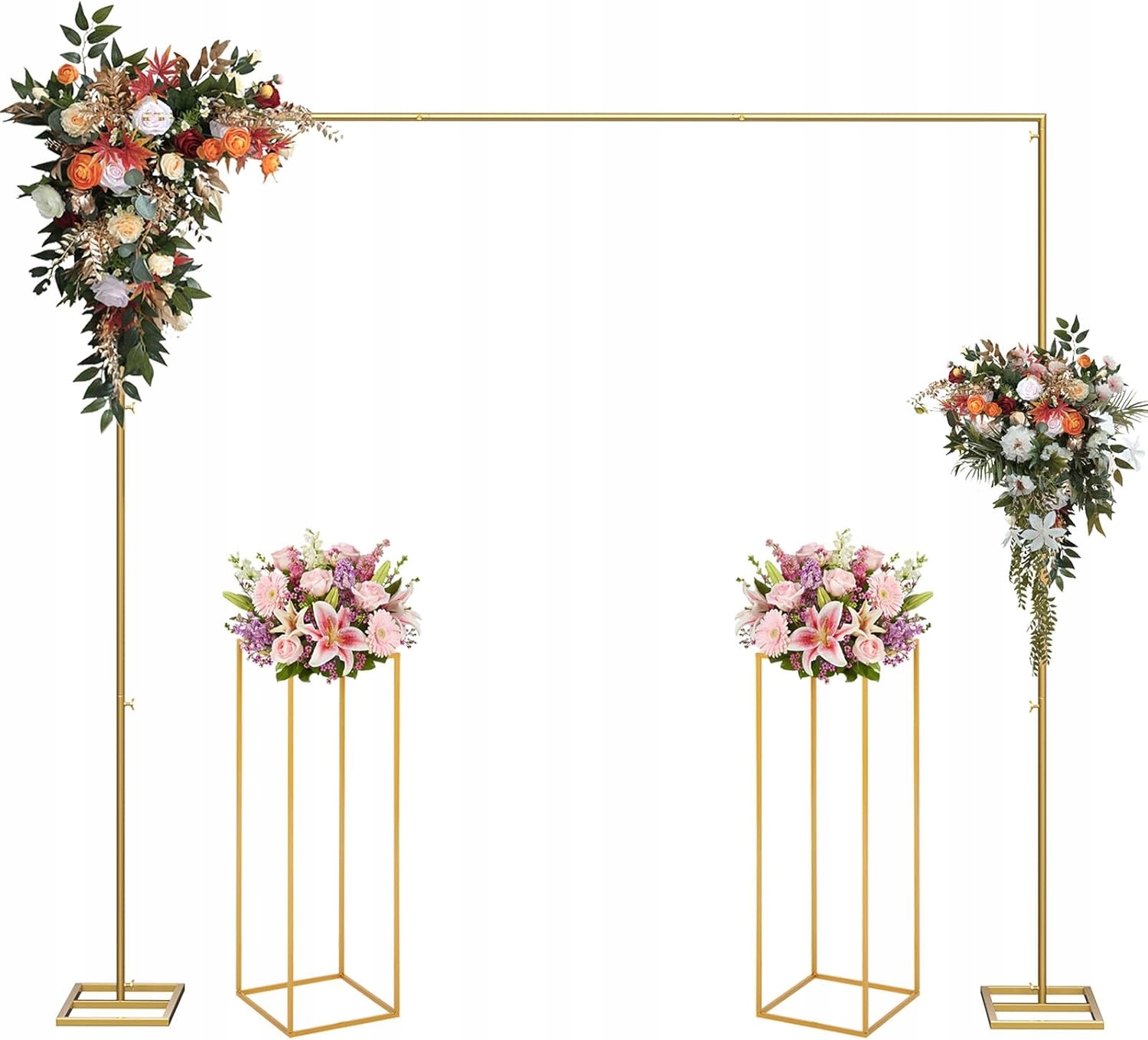Nisorpa zlatý oblouk 2,2 m 2 květinové stojany, dekorace na svatební hostina