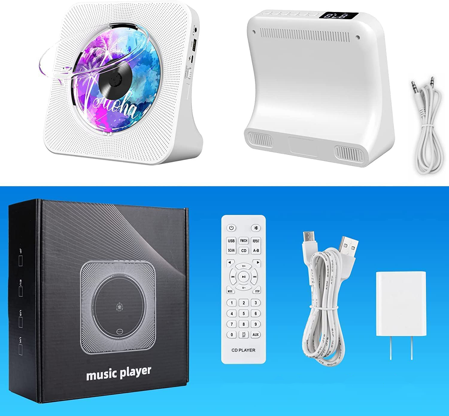 ODTWARZACZ PRZENOŚNY CD GŁOŚNIK BLUETOOTH RADIO FM EAN (GTIN) 0191491518508