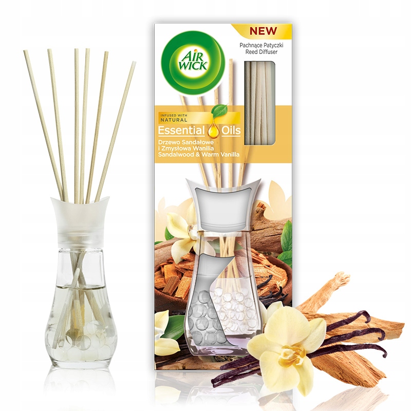 AIR WICK PATYCZKI ZAPACHOWE ZAPACH DRZEWO SANDAŁOWE I ZMYSŁOWA WANILIA 30ML