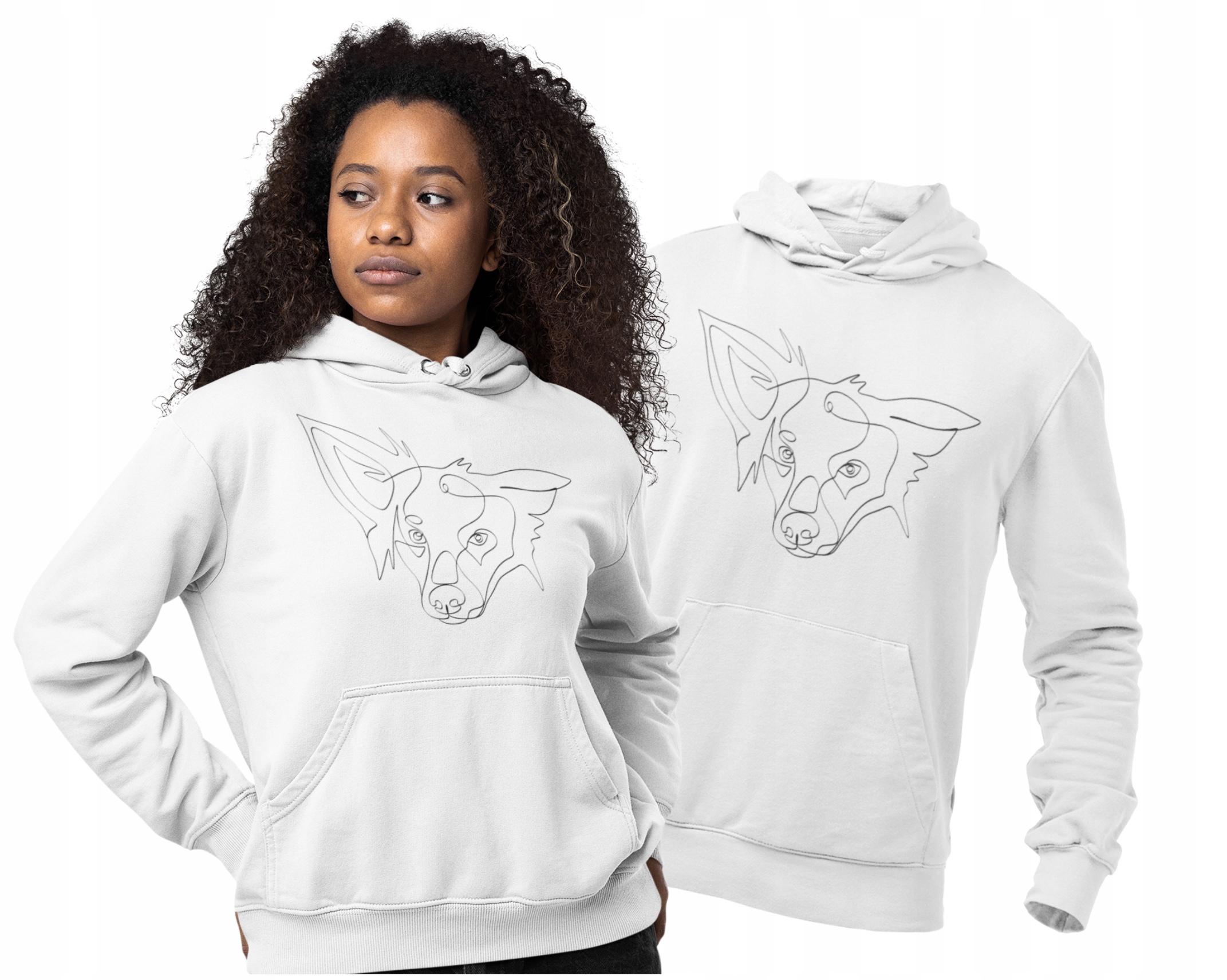 Dámská mikina s kapucí Potisk One Line Art Zvířátko Pes Kočka Narozeniny L