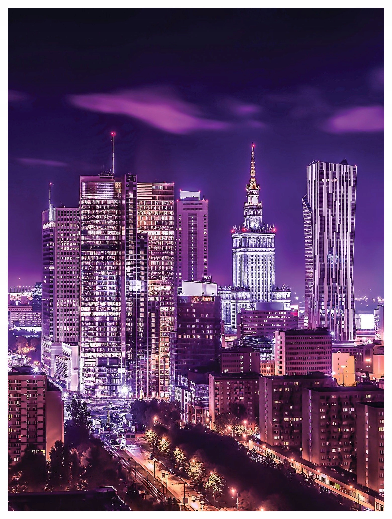 Fototapeta Noční Megalopolis mrakodrapy město v noci loft 184x254 lepidlo