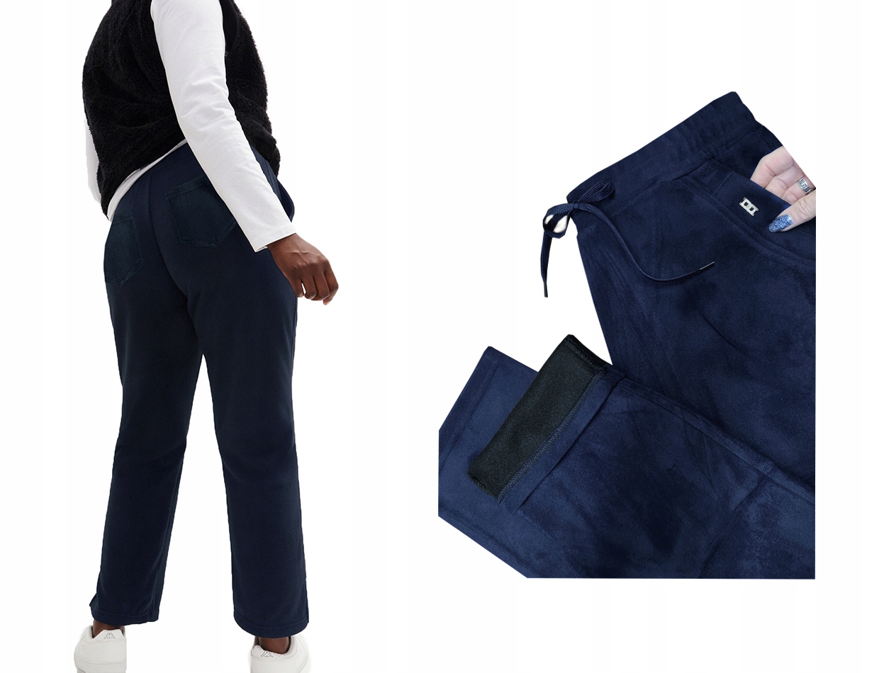 POLAROWE SPODNIE DAMSKIE CIEPŁE z kieszonkami SUPER JAKOŚĆ 5610 granat 4XL Rozmiar 4XL