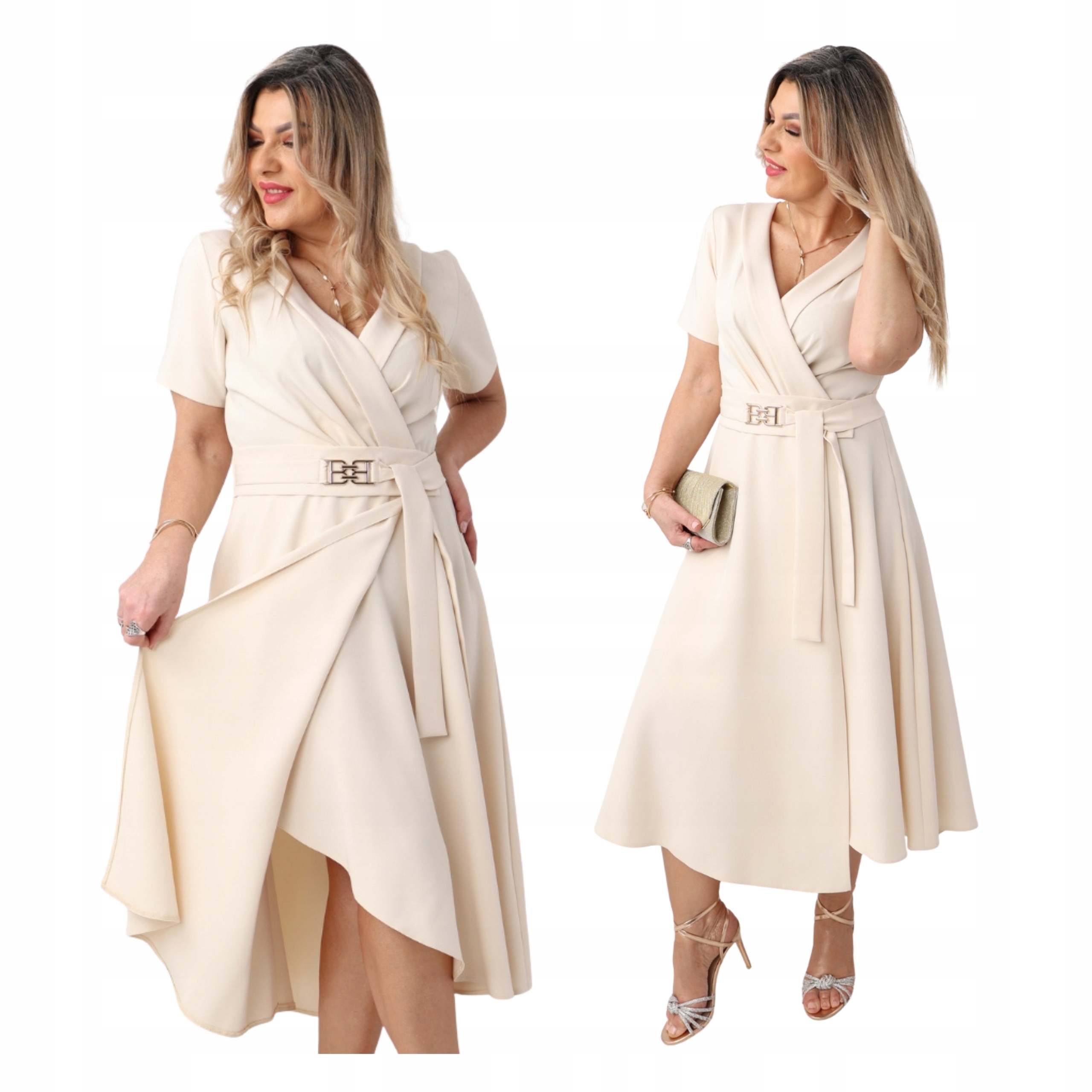 sukienka kopertowa Polski Producent duże rozmiary rozkloszowana