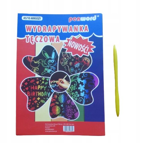 

Wydrapywanka tęczowa rylec zdrapka A5 10 arkuszy