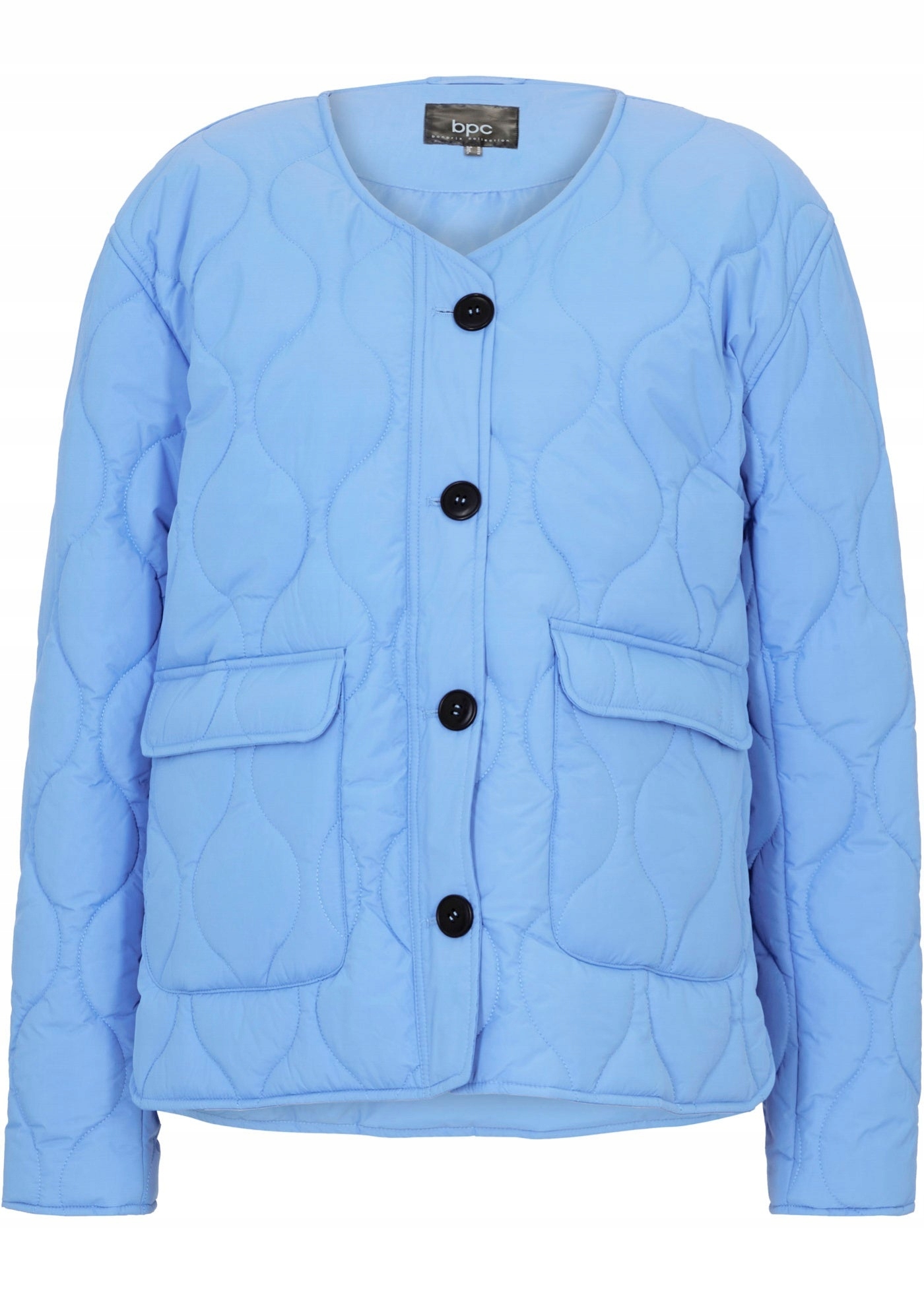 SA37 KURTKA DAMSKA PIKOWANA PRZEJŚCIOWA NA GUZIKI BONPRIX 48 NIEBIESKA Rozmiar 48