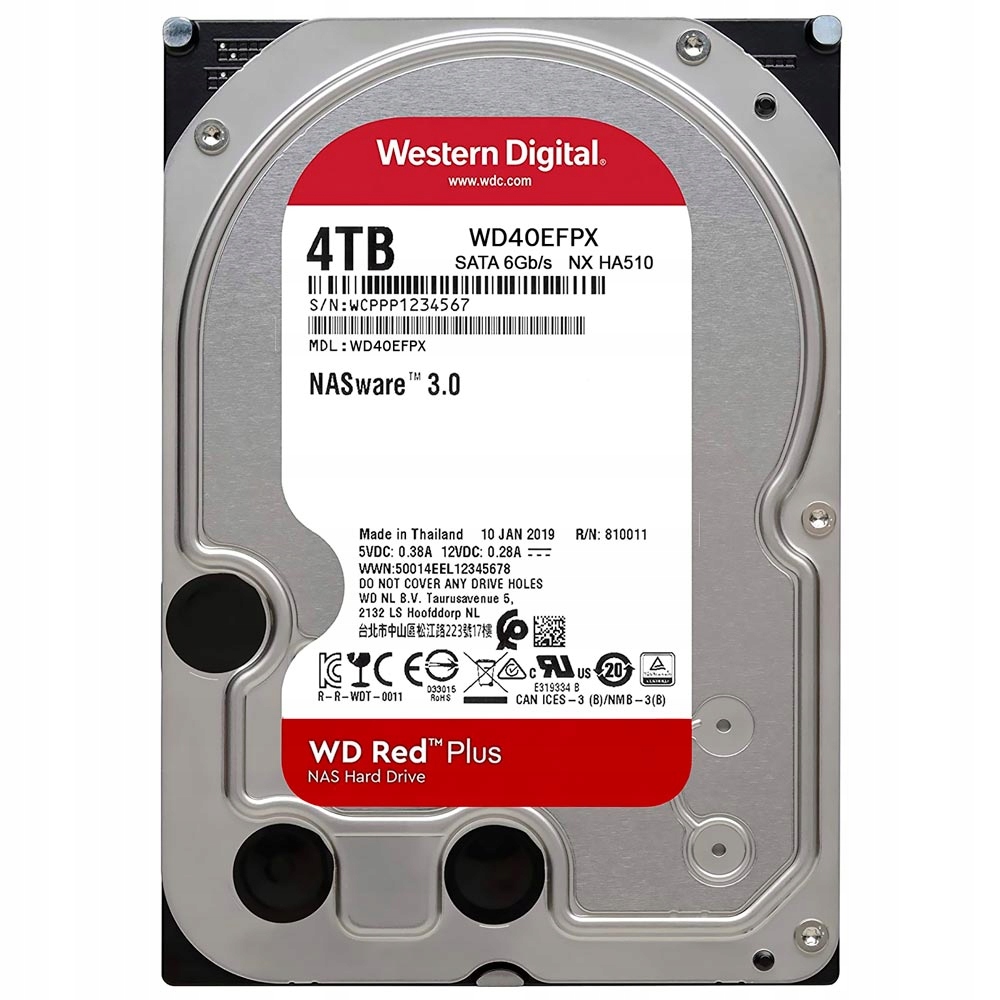 Wd Red Plus 4TB 5,4K 256MB Sata III 3,5'' WD40EFPX NASware 3.0