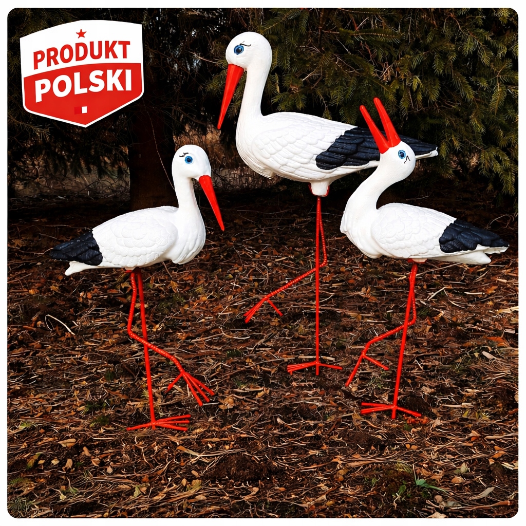 Садовая декоративная фигура-3 аиста семья