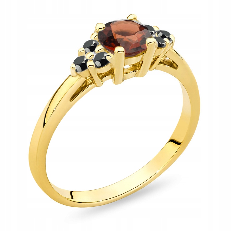 Zlatý Prstýnek s Granátem 0,60 ct a Brilianty