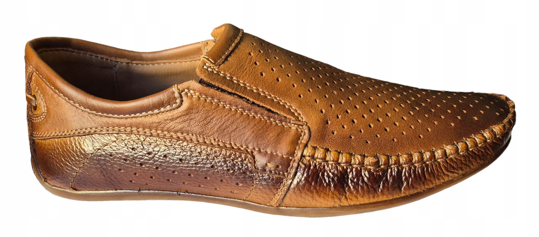 Deta Kožené Polobotky Mokasíny Pánské Ažurové 4206D Hnědé vel. 45