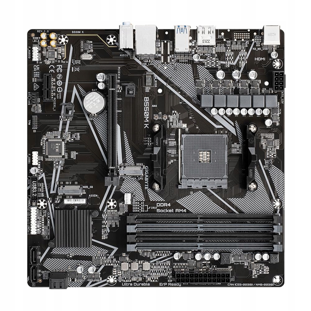 GIGABYTE B550M K Płyta Główna Ryzen 5000 AM4 DDR4 M.2 USB 3.2 PCIe 4.0 — miniatura 4