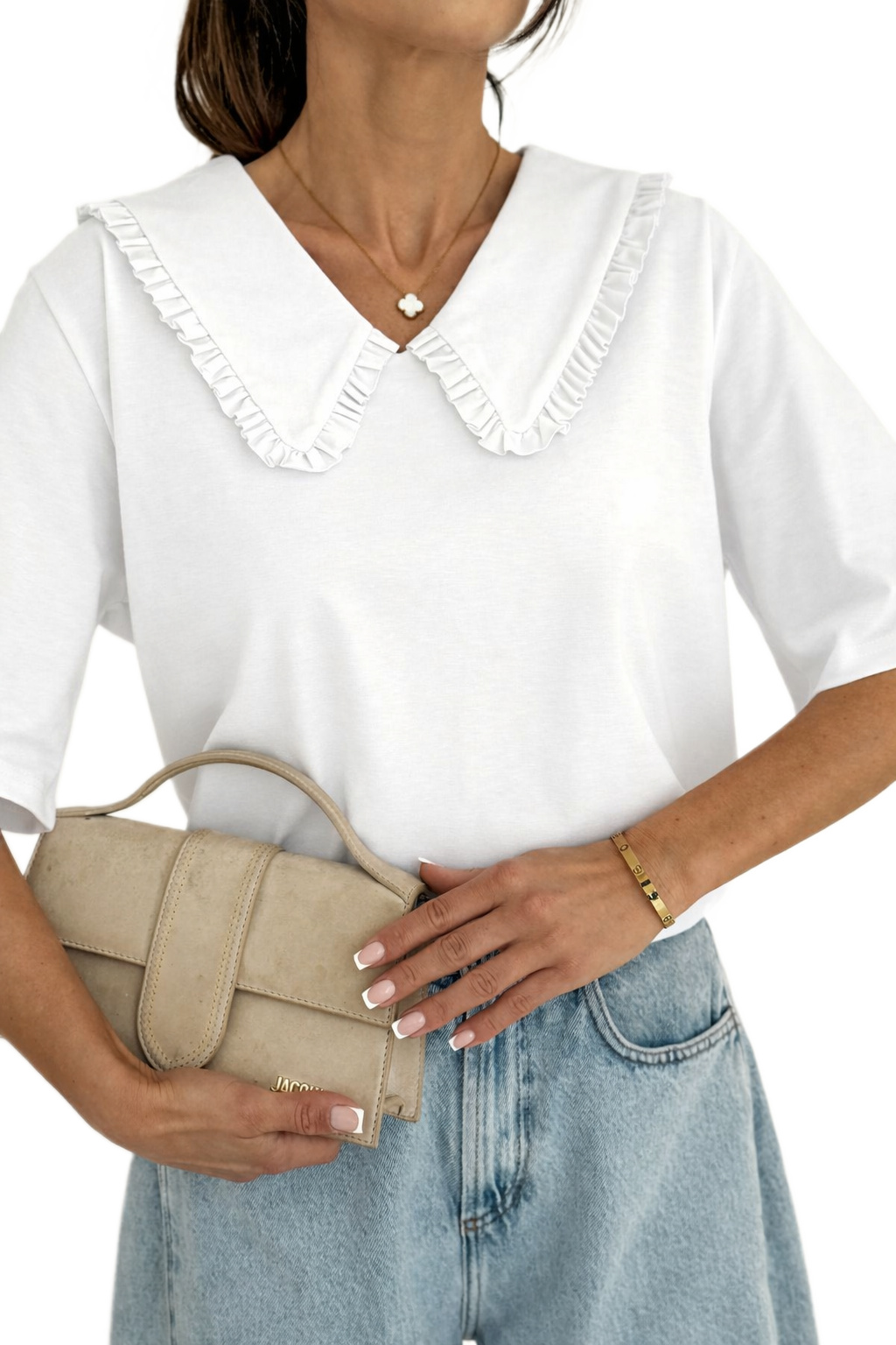 Bluzka Bocca Alice z kołnierzykiem biała