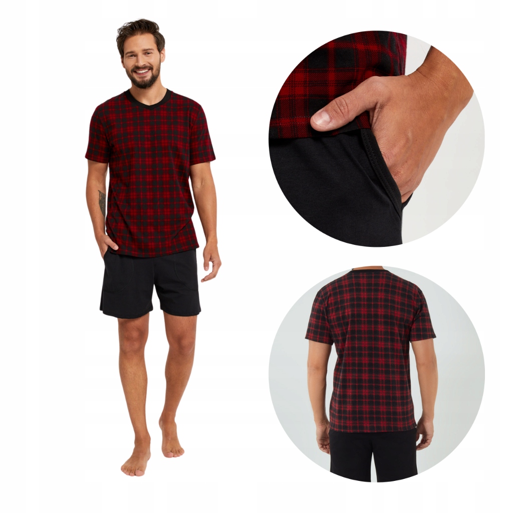 Pánské bavlněné pyžamo s krátkým rukávem L Eliasz Italian Fashion