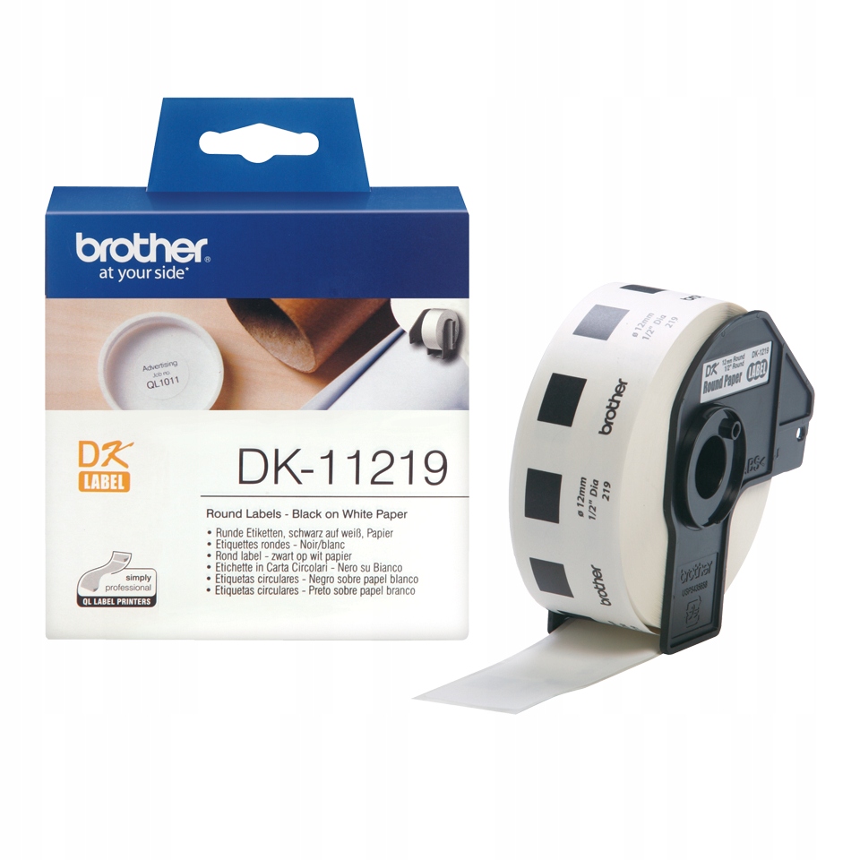 Oryginalna taśma Brother DK-11219 okrągłe fi 12 mm