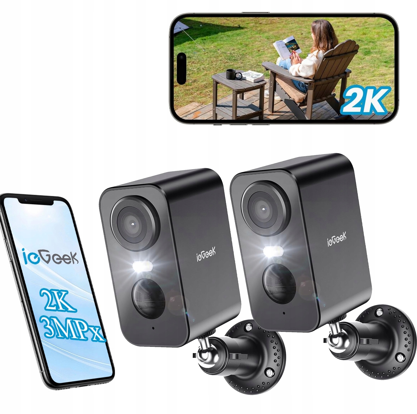 Kamera 2K Na Baterie Bezdrátová Audio Ip Wifi 3MPx Oboustranná 2ks