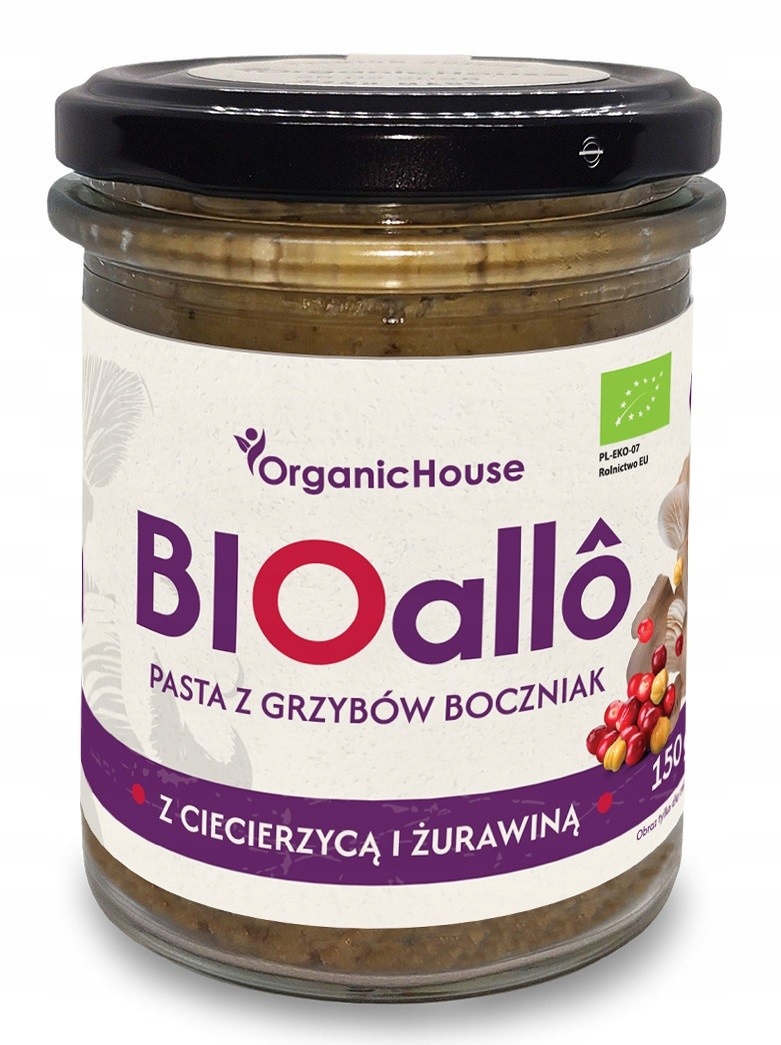 Levně BIOallô pasta z hub hlívy ústřičné s cizrnou a brusinkami 180 g